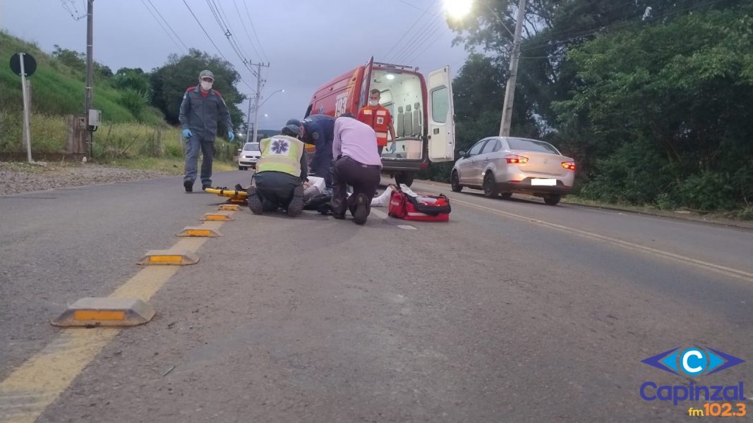 Motociclista fica ferido em colisão no Acesso Cidade Alta em Capinzal