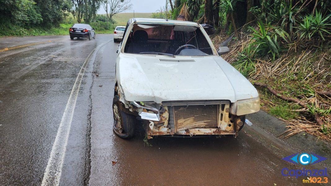 Gestante sofre acidente em saída de pista na SC 150 em Lacerdópolis