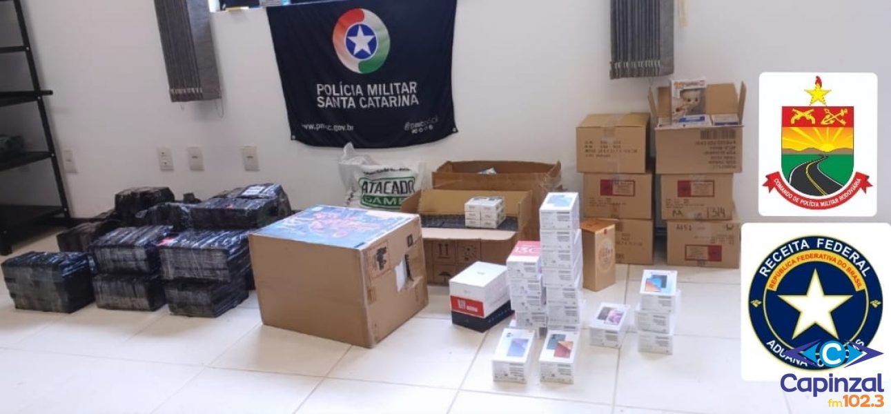 Polícia Militar Rodoviária e Receita Federal apreendem carga de cigarros eletrônicos em Caçador