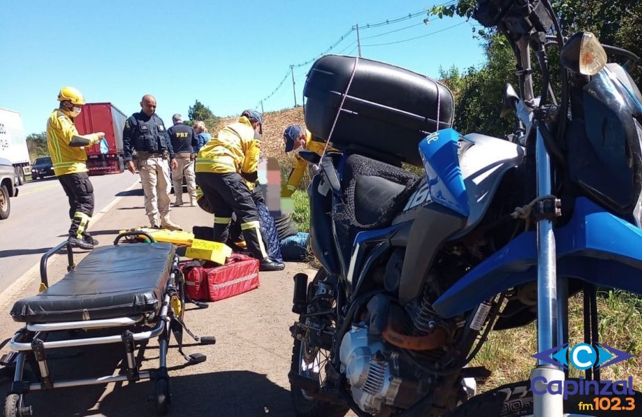 Motociclista fica ferido ao bater na lateral de carro na BR 470, em Campos Novos