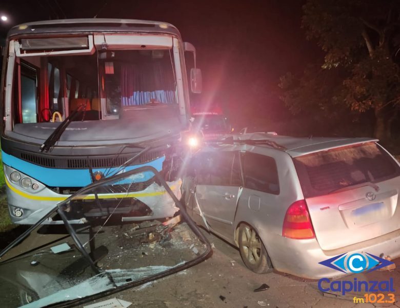 Motorista morre em grave acidente entre carro e ônibus em Capinzal