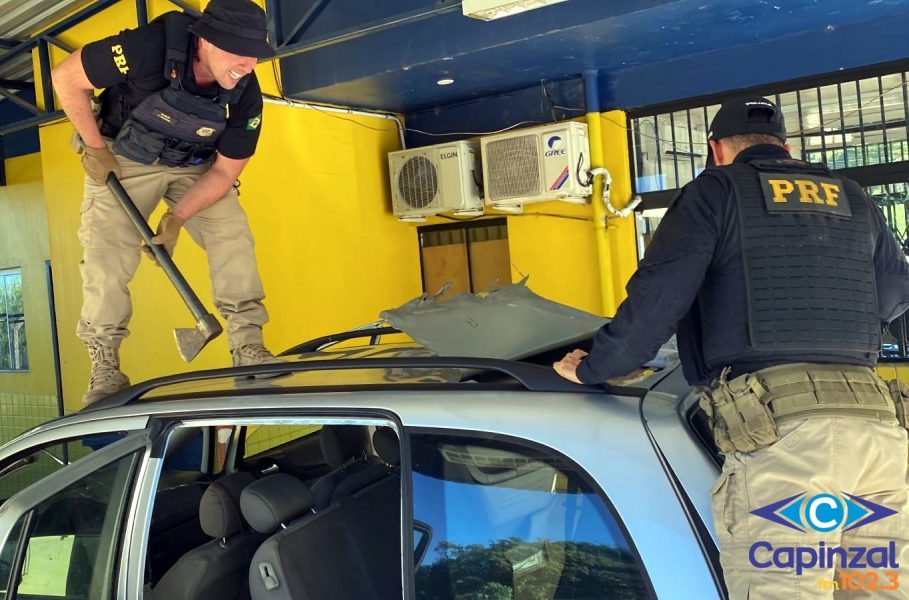 Casal é preso com cocaína escondida em teto de carro na BR-153 em Concórdia