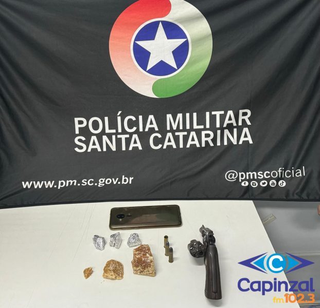 Drogas e arma de fogo são interceptadas pela Polícia Militar em Caçador