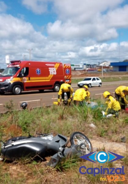 Motociclista fica ferido após colisão em Campos Novos