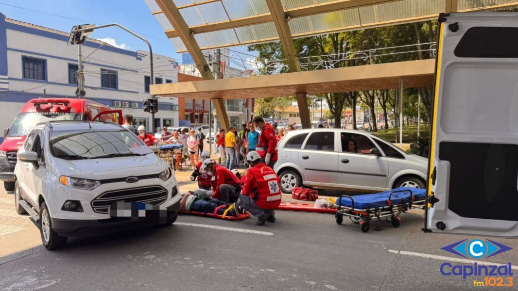 Duas pessoas ficam feridas após atropelamento no centro de Concórdia