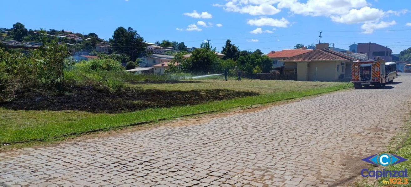 Bombeiros combatem incêndio em vegetação no município de Ouro