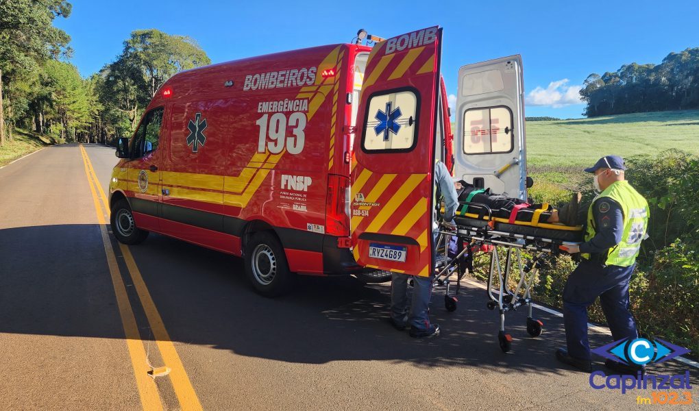 Jovem fica ferido após queda de moto no interior de Capinzal