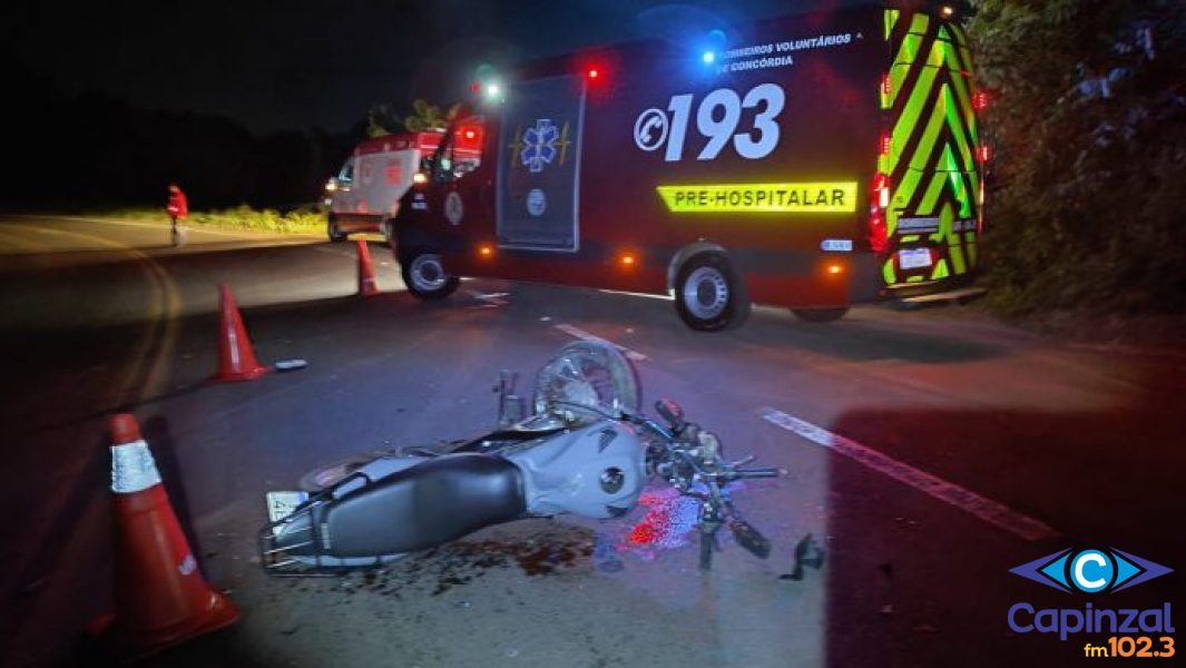 Motociclista fica gravemente feridos na SC-355 em Concórdia