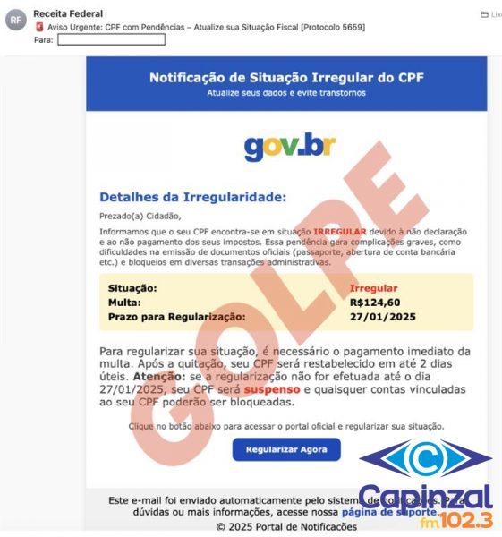 Receita Federal de Joaçaba alerta: Golpistas se aproveitam do período de restituição do Imposto de Renda para enganar contribuintes