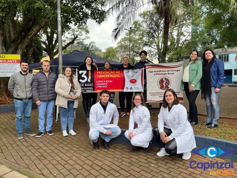 Saúde de Capinzal e acadêmicos de Odontologia da Unoesc realizam ação de prevenção ao câncer bucal e combate ao tabagismo