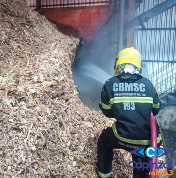 Bombeiros combatem incêndio em indústria de Santa Cecília