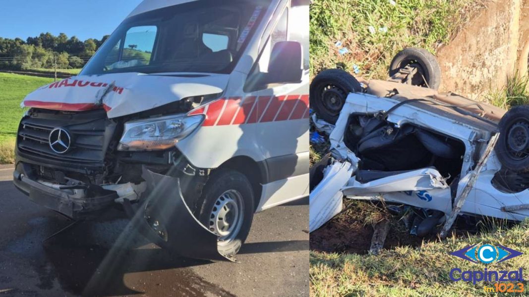 Acidente com ambulância da Prefeitura de Machadinho fere motorista na ERS-467