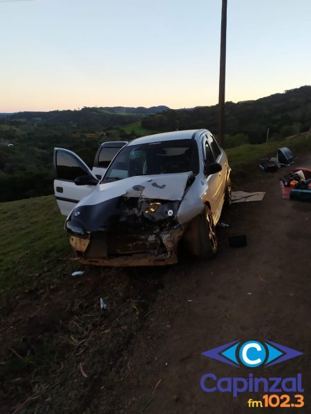 Colisão frontal deixa mulher ferida no interior de Joaçaba