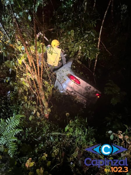 Saída de pista seguida de capotamento deixa homem ferido em Salto Veloso