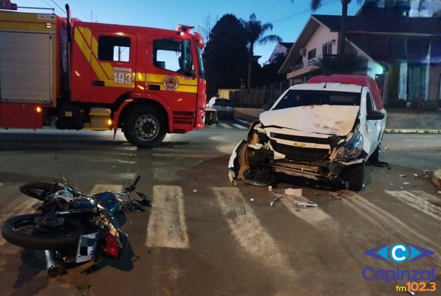 Motociclista é socorrido após colisão com caminhonete em Campos Novos