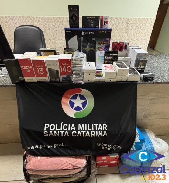 Mais de R$ 200 mil em eletrônicos são apreendidos pela PMRv durante abordagem na SC-155, em Abelardo Luz