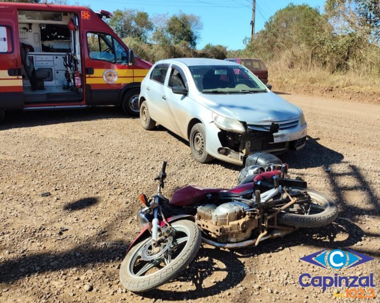 Colisão entre carro e moto deixa homem ferido em Fraiburgo