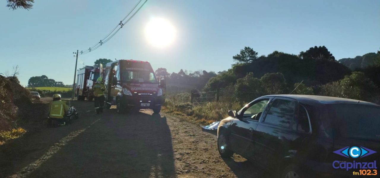 Idoso morre e mulher é socorrida em saída da pista no interior de Fraiburgo