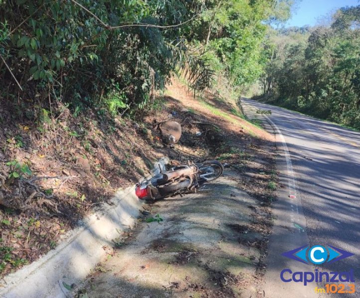 Motociclista fica ferido após queda na SC-390 entre Peritiba e Ipira