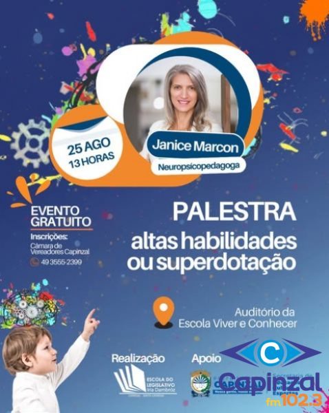 Capinzal oferece capacitação gratuita sobre Altas Habilidades ou Superdotação para educadores e comunidade
