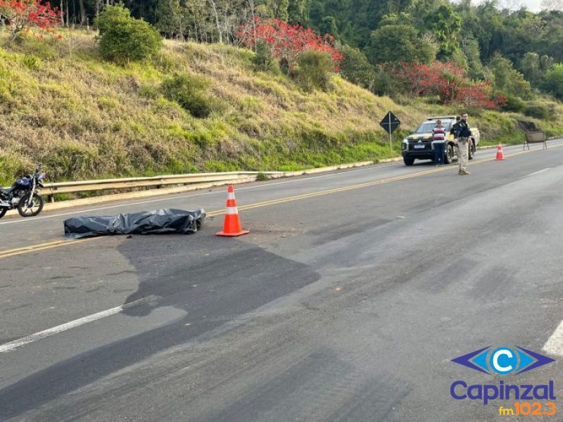 Motociclista de Concórdia morre em colisão na BR-153 entre SC e RS