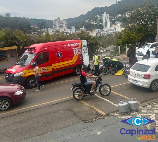 Motociclista é socorrido após queda em Ouro