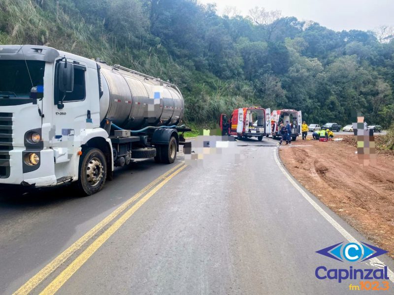 Jovem morre em acidente entre caminhão e motocicleta na SC-155