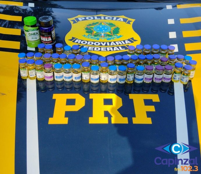 PRF flagra médica transportando mais de 50 frascos de anabolizantes do Paraguai na BR-282