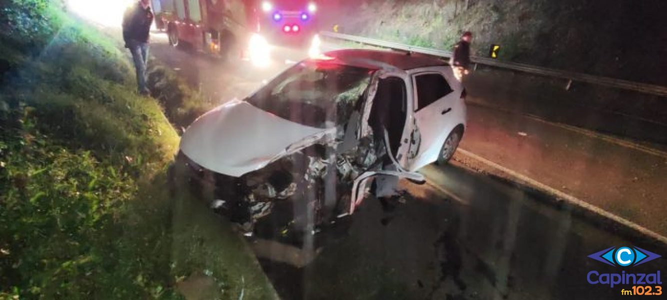 Acidente grave na BR-153 deixa motorista ferido em Concórdia