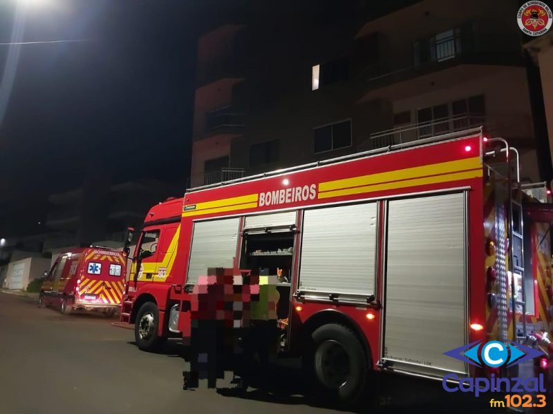 Bombeiros de Videira atendem ocorrência de vazamento de combustível na garagem de prédio residencial