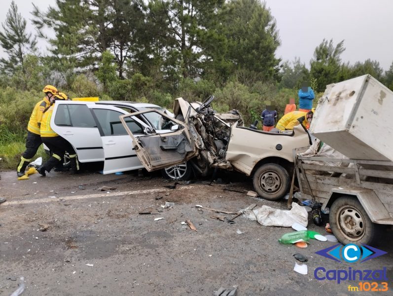 Grave colisão frontal deixa três feridos na BR-470 em Curitibanos