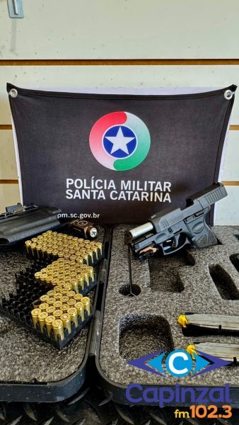 Polícia Militar apreende arma de fogo e mais de 100 munições após perseguição em Campos Novos