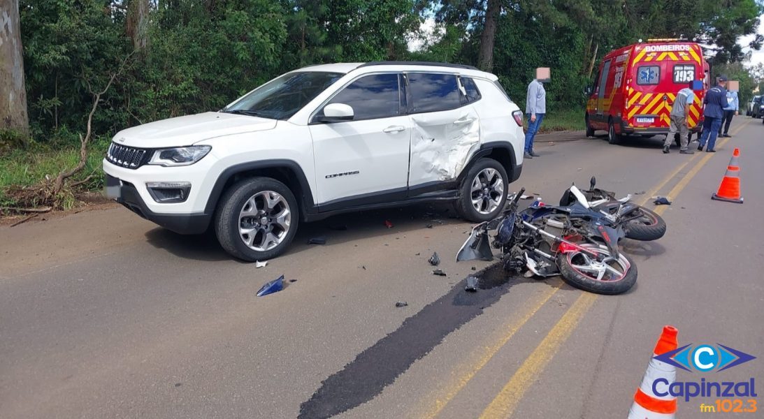 Motociclista fica ferido em colisão lateral na SC-355