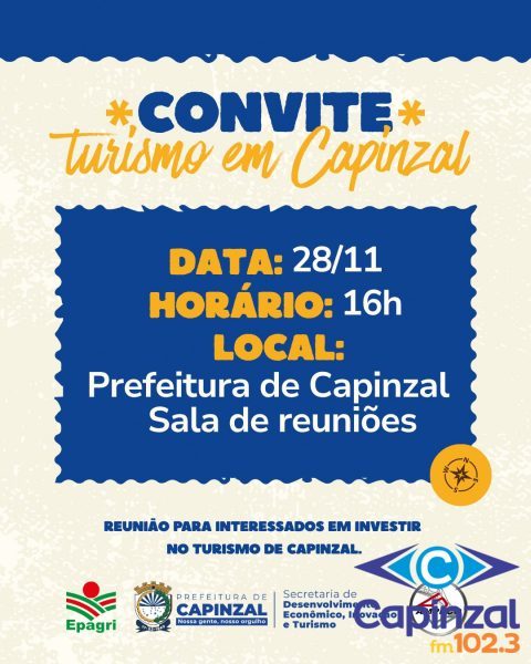 Reunião define próximos passos do turismo em Capinzal nesta sexta-feira