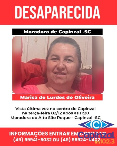 Família busca por moradora de Capinzal que está desaparecida