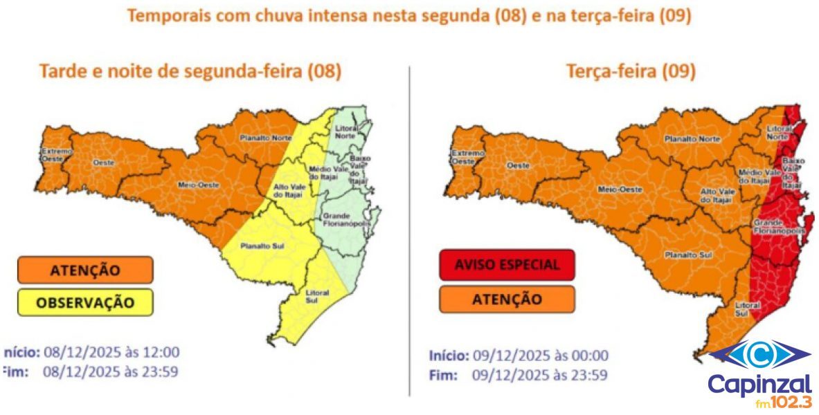 Governo de SC suspende aulas em todo o Estado diante de alerta de ciclone