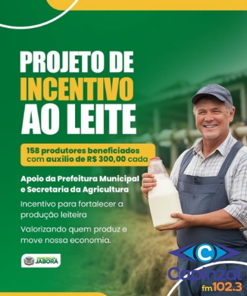 Prefeitura de Jaborá beneficia 158 produtores rurais com auxílio para fortalecer a cadeia leiteira