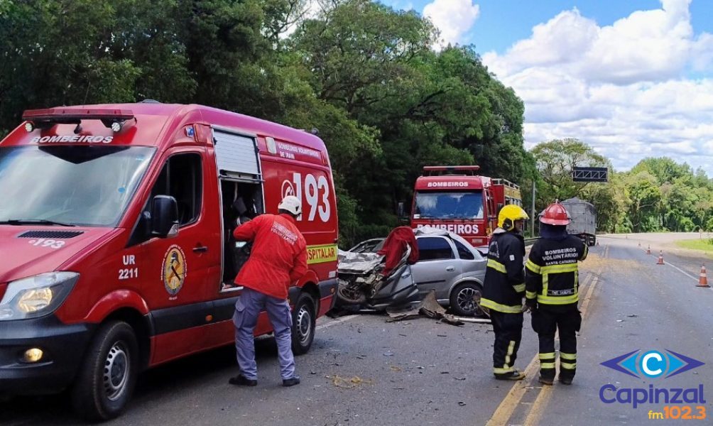 Bombeiros de Irani atendem grave acidente com morte na BR-153
