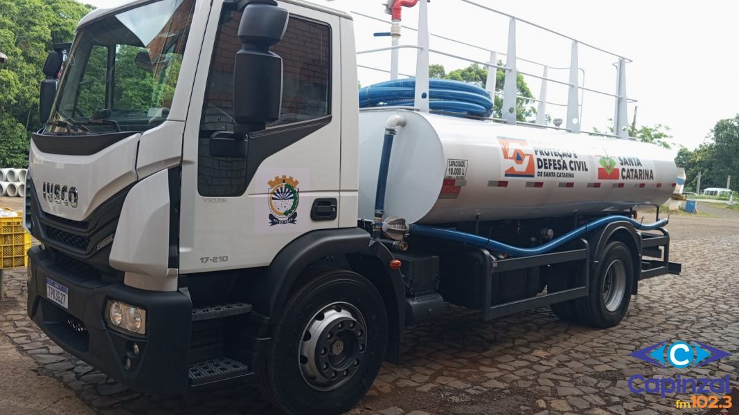 Capinzal recebe caminhão-pipa do Governo do Estado para reforçar ações de enfrentamento à estiagem