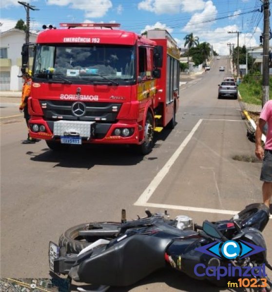 Colisão entre carro e motocicleta deixa dois feridos em Campos Novos
