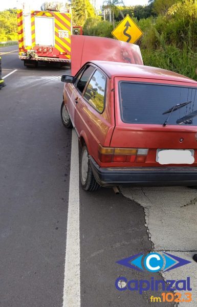 Incêndio em veículo mobiliza Bombeiros no interior em Piratuba
