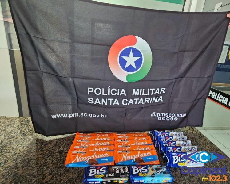 Polícia Militar prende suspeito de furto em mercado e recupera chocolates em Erval Velho