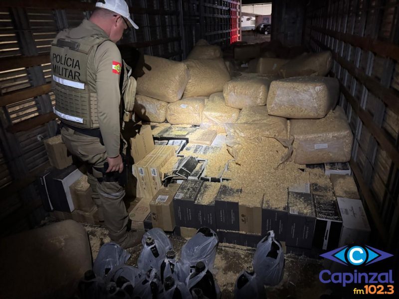 Motorista é preso ao tentar camuflar carga ilegal de vinho, camarão e azeite na SC-150