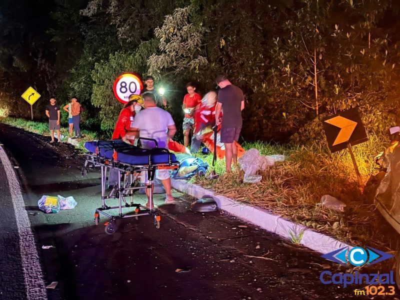 Acidente deixa motociclista ferido com gravidade na BR-153 em Concórdia