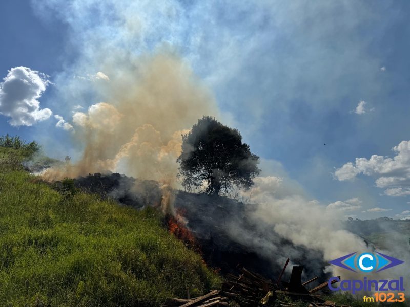 VÍDEO: Incêndio em vegetação mobiliza Bombeiros no interior de Campos Novos