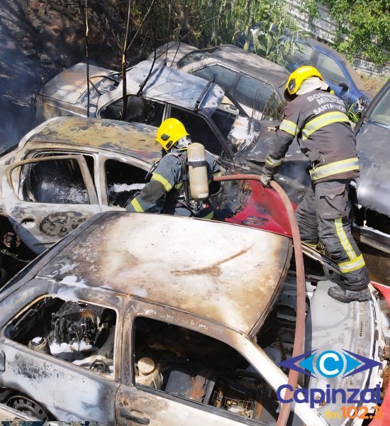 Incêndio atinge depósito de ferro-velho e destrói carcaças de veículos em Campos Novos