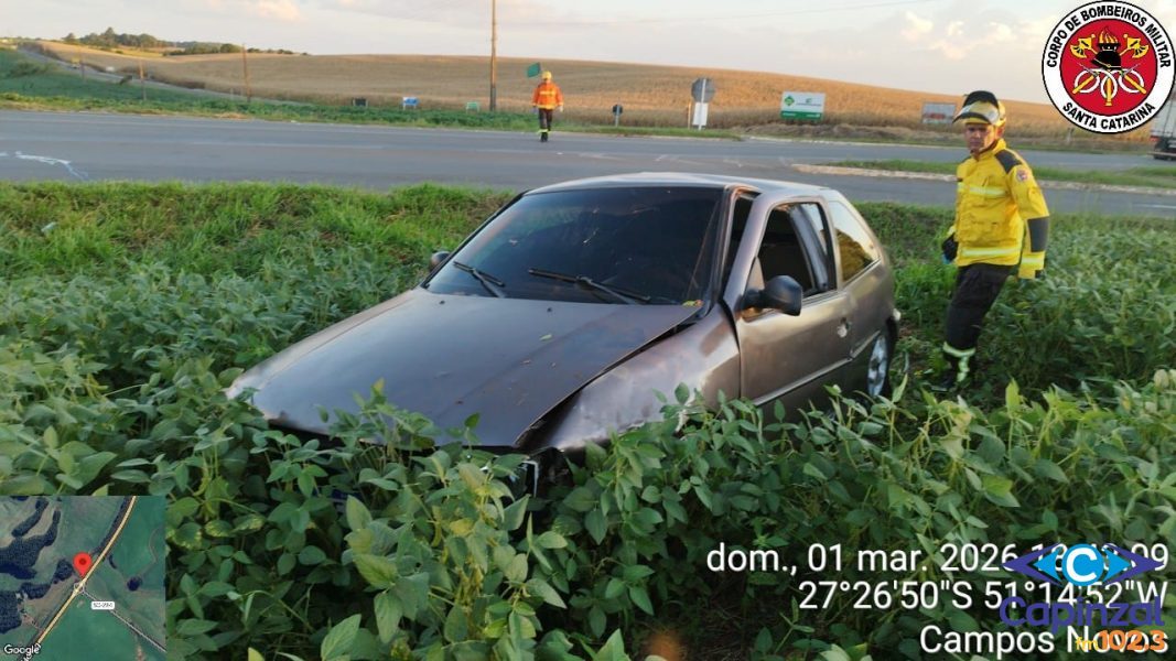 Saída de pista deixa quatro feridos na BR-470 em Campos Novos