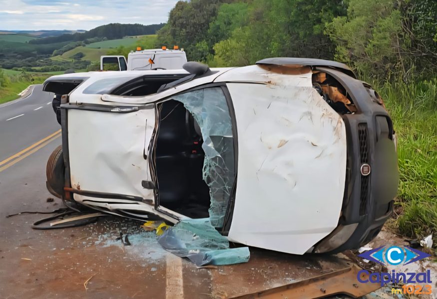 Homem fica ferido após capotamento de picape entre Zortéa e Campos Novos