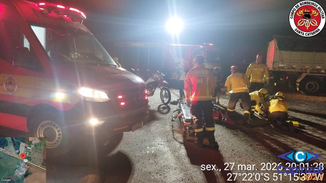 Adolescente fica ferido após atropelamento na BR-282 em Campos Novos