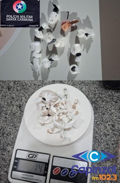 Jovem é preso pela PM por tráfico de drogas em Campos Novos